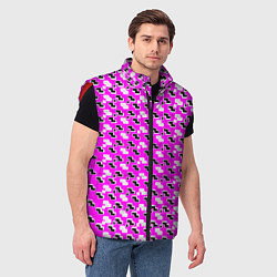 Мужской жилет Чёрно-белые фигуры на розовом фоне, цвет: 3D-красный — фото 2