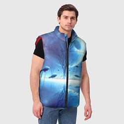 Мужской жилет Луна и рыбы - нейроарт фантазия, цвет: 3D-красный — фото 2