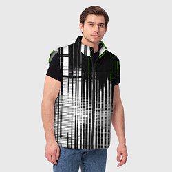 Мужской жилет Зелёно-чёрный гранж на белом фоне, цвет: 3D-светло-серый — фото 2