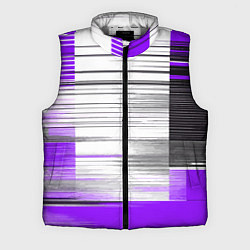 Мужской жилет Чёрные вертикальные полосы на фиолетово-белом фоне, цвет: 3D-светло-серый