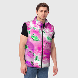 Мужской жилет Розово-зелёная абстракция, цвет: 3D-черный — фото 2