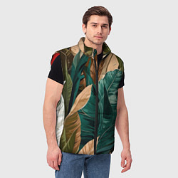 Мужской жилет Крупные листья в тропиках, цвет: 3D-красный — фото 2