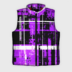 Мужской жилет Фиолетово-белый гранж на чёрном фоне, цвет: 3D-красный