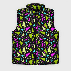 Мужской жилет Неоновые разноцветные треугольники на черном, цвет: 3D-черный