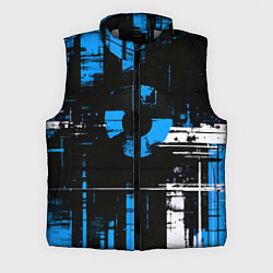 Мужской жилет Сине-белый гранж на чёрном фоне, цвет: 3D-светло-серый