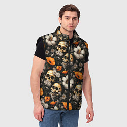 Мужской жилет Маки и черепа, цвет: 3D-черный — фото 2