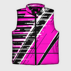 Мужской жилет Чёрно-белые глитч полосы на розовом фоне, цвет: 3D-черный