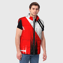 Мужской жилет Вертикальные чёрные линии на красно-белом фоне, цвет: 3D-красный — фото 2