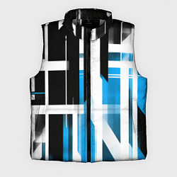 Мужской жилет Чёрно-синие вертикальные и горизонтальные полосы н, цвет: 3D-светло-серый