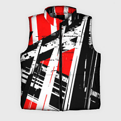 Мужской жилет Чёрно-белые абстрактные линии на красном фоне