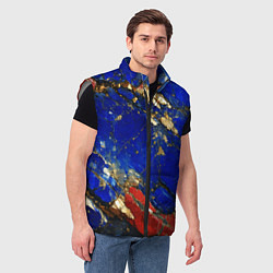 Мужской жилет Золотой и красный минерал в синем камне, цвет: 3D-светло-серый — фото 2