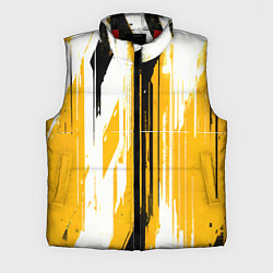 Мужской жилет Вертикальные чёрно-белые линии на жёлтом фоне, цвет: 3D-красный