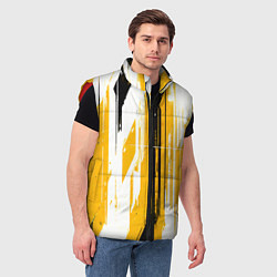 Мужской жилет Вертикальные чёрно-белые линии на жёлтом фоне, цвет: 3D-красный — фото 2