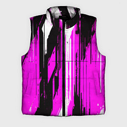 Мужской жилет Вертикальные чёрно-белые линии на розовом фоне, цвет: 3D-светло-серый