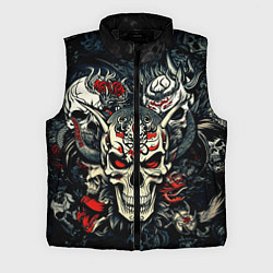 Мужской жилет Маска Хання на черепе самурая на фоне духов, цвет: 3D-черный