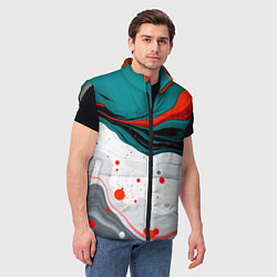 Мужской жилет Эбру красочная абстракция, цвет: 3D-светло-серый — фото 2