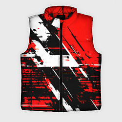 Мужской жилет Diagonal black and white stripes on a red backgrou, цвет: 3D-черный