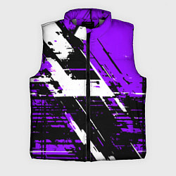 Мужской жилет Diagonal black and white stripes on a purple backg, цвет: 3D-светло-серый