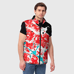 Мужской жилет Сине красная абстракция на чёрном фоне, цвет: 3D-черный — фото 2