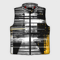 Мужской жилет Горизонтальные чёрные линии на бело-жёлтом фоне, цвет: 3D-красный