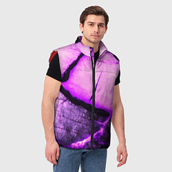 Мужской жилет Трещины на абстрактном фиолетовом фоне, цвет: 3D-красный — фото 2