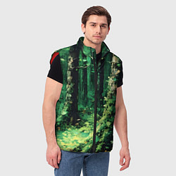 Мужской жилет Зелёный летний лес, цвет: 3D-красный — фото 2
