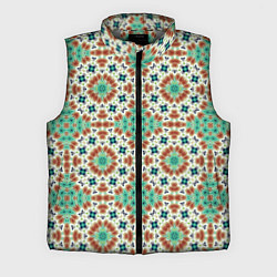 Мужской жилет Восточный пляжный орнамент зелено коричневый, цвет: 3D-светло-серый