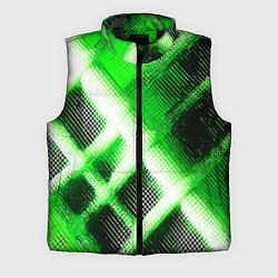 Мужской жилет Зелёная сеть на чёрном фоне, цвет: 3D-черный