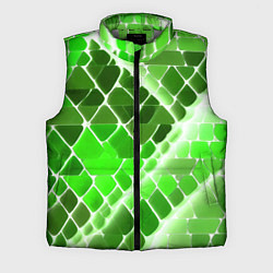 Мужской жилет Зелёные рельефные плитки и белое свечение, цвет: 3D-светло-серый