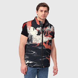 Мужской жилет Паттерн с деревьями в японском стиле - нейросеть, цвет: 3D-красный — фото 2