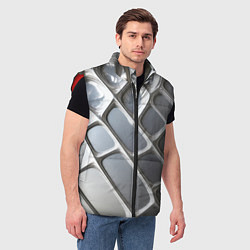 Мужской жилет Полированный металл серебряный, цвет: 3D-красный — фото 2