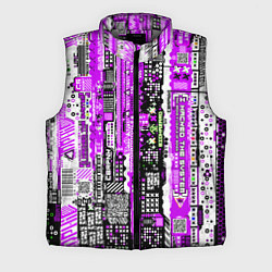 Мужской жилет Киберпанк паттерн фиолетовый, цвет: 3D-светло-серый
