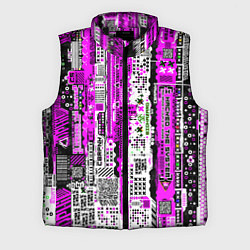 Мужской жилет Киберпанк паттерн фиолетовый, цвет: 3D-черный