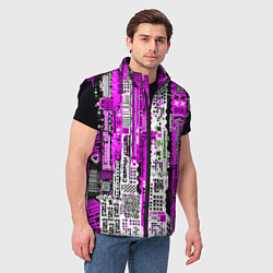 Мужской жилет Киберпанк паттерн фиолетовый, цвет: 3D-черный — фото 2