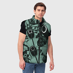 Мужской жилет Игра в кальмара маска ведущего и стражников, цвет: 3D-черный — фото 2