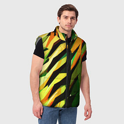 Мужской жилет Чёрно-жёлтая абстракция, цвет: 3D-светло-серый — фото 2