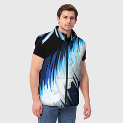 Мужской жилет Бело-синие острые полосы, цвет: 3D-черный — фото 2