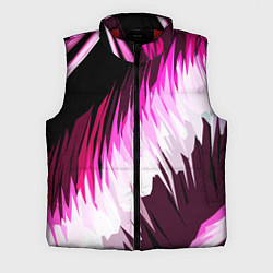 Мужской жилет Бело-розовые острые полосы на чёрном фоне, цвет: 3D-красный