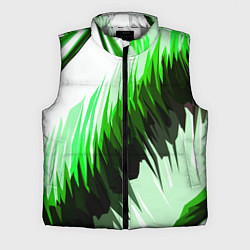 Мужской жилет Чёрно-зелёные острые полосы на белом фоне, цвет: 3D-светло-серый