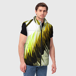 Мужской жилет Чёрно-жёлтые острые полосы на белом фоне, цвет: 3D-черный — фото 2