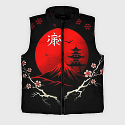 Мужской жилет Japan red black nature, цвет: 3D-черный