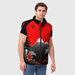 Мужской жилет Японская гора и красная луна, цвет: 3D-красный — фото 2