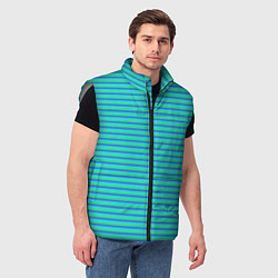 Мужской жилет Полосатый сине-зелёный, цвет: 3D-светло-серый — фото 2