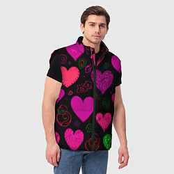 Мужской жилет Сердечки на черном, цвет: 3D-черный — фото 2