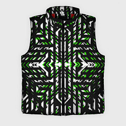 Мужской жилет Чёрно-зелёный диагональные полосы на белом фоне, цвет: 3D-красный