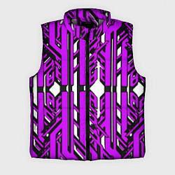 Мужской жилет Чёрно-фиолетовые техно полосы на белом фоне
