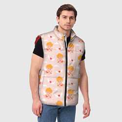 Мужской жилет Паттерн с милыми купидонами и крылатыми сердечками, цвет: 3D-красный — фото 2