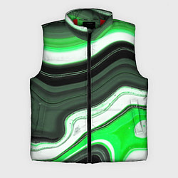 Мужской жилет Волнистые горизонтальные чёрно-зелёные полосы на б, цвет: 3D-красный