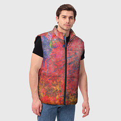 Мужской жилет Абстракция - red yellow grunge, цвет: 3D-черный — фото 2
