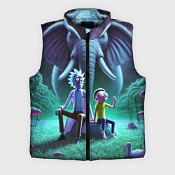 Мужской жилет Рик и Морти - портрет на фоне слона, цвет: 3D-светло-серый